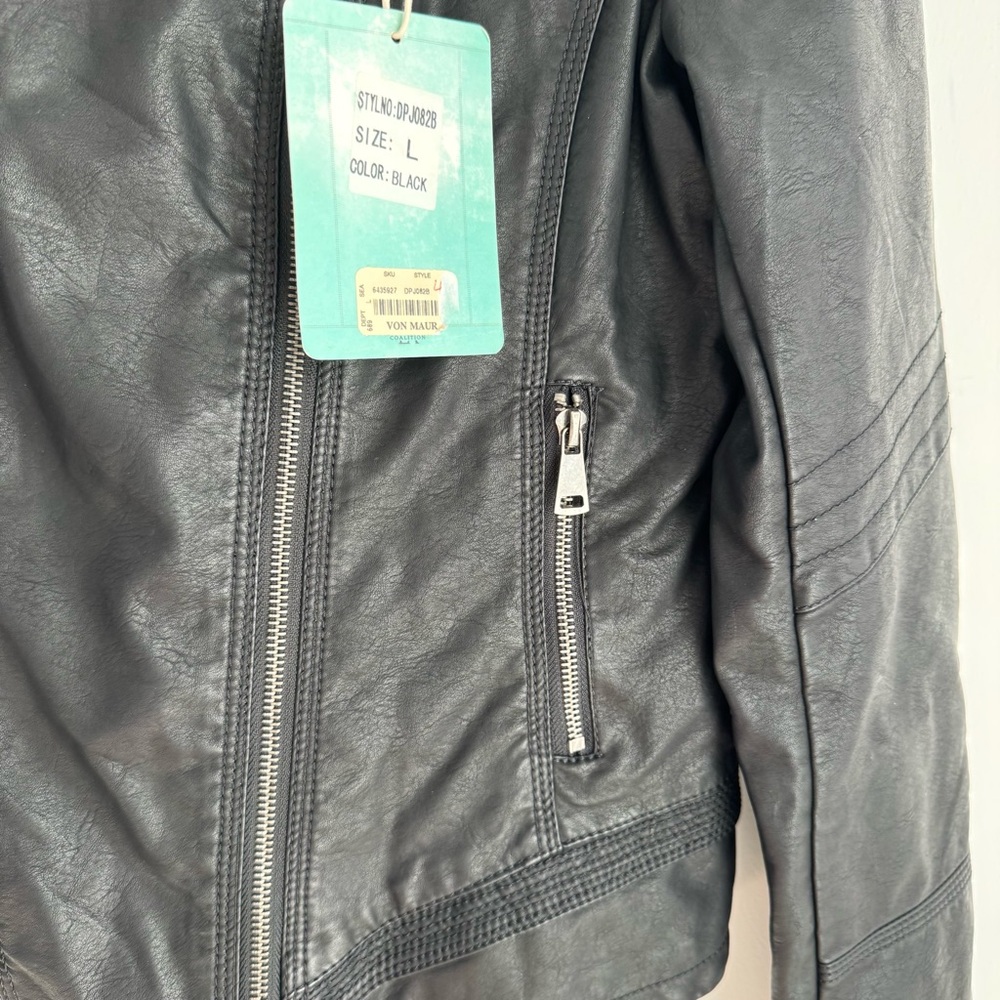 LA Coalition Faux Leather Jacket Women's Large‎ NEW - Picture 3 of 8